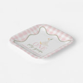 Een Gekke Gans roze en groen Papieren Bordje (Gebogen)