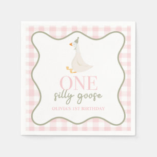 Een Gekke Gans roze en groen Servet