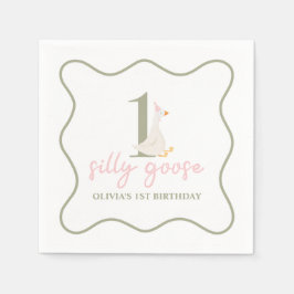 Een Gekke Gans roze en groen Servet