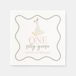 Een Gekke Gans roze en groen Servet