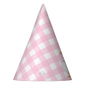 EEN GEKKE GANS ROZE GINGHAM 1E VERJAARDAG FEESTHOEDJES (Links)