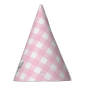 EEN GEKKE GANS ROZE GINGHAM 1E VERJAARDAG FEESTHOEDJES (Rechts)
