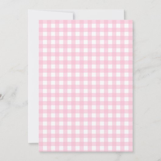 EEN GEKKE GANS ROZE GINGHAM 1E VERJAARDAG KAART (Achterkant)