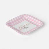 EEN GEKKE GANS ROZE GINGHAM 1E VERJAARDAG PAPIEREN BORDJE (Gebogen)