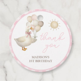 EEN Gekke Gans, Roze Gingham, Retro Bedankjes Labels