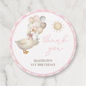 EEN Gekke Gans, Roze Gingham, Retro Bedankjes Labels (Voorkant)