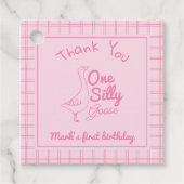 Een Gekke Gans Roze Hand getrokken Meisje 1e Verja Bedankjes Labels (Voorkant)