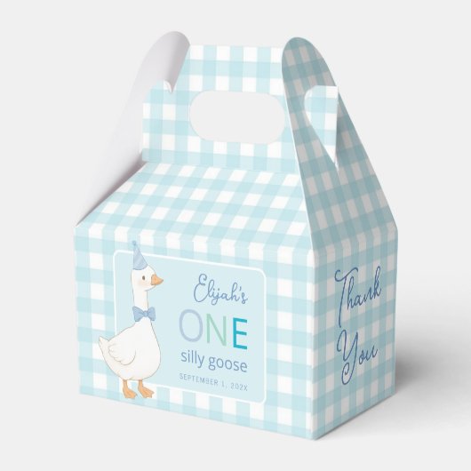 Een Gekke Gans Schattige Blue Boy Eerste Verjaarda Bedankdoosjes (Achterkant)