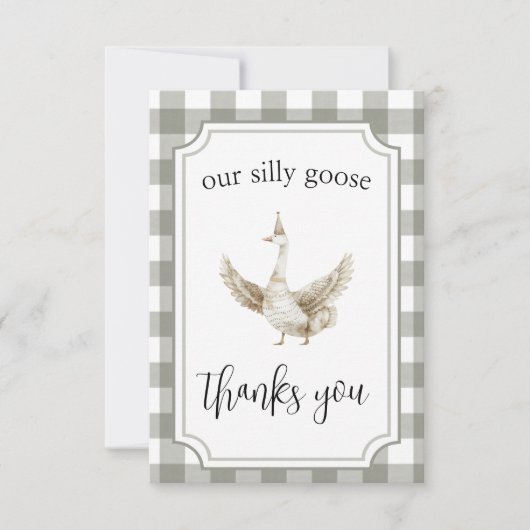 "Een Gekke gans" Schattigee picknick eerste verjaa Bedankkaart (Voorkant)