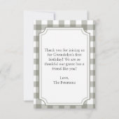 "Een Gekke gans" Schattigee picknick eerste verjaa Bedankkaart (Achterkant)