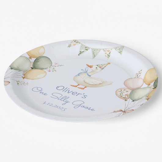 Een Gekke ganzenjongen 1e verjaardag Papieren Bordje (Gekanteld)