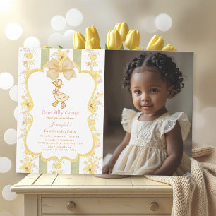 Een Gekke Goose 1e verjaardag foto uitnodiging