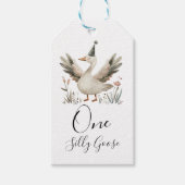 Een Gekke Goose 1e Verjaardag Schattigee Waterverf Cadeaulabel (Voorkant)