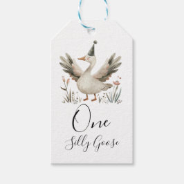 Een Gekke Goose 1e Verjaardag Schattigee Waterverf Cadeaulabel