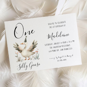 Een Gekke Goose 1e Verjaardag Schattigee Waterverf Kaart