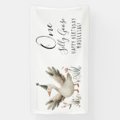 Een Gekke Goose 1e Verjaardag Schattigee Waterverf Spandoek (Verticaal)