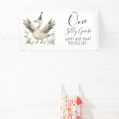 Een Gekke Goose 1e Verjaardag Schattigee Waterverf Spandoek (Insitu)