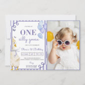 Een Gekke Goose 1e verjaardagsfeest uitnodiging (Voorkant)