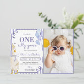 Een Gekke Goose 1e verjaardagsfeest uitnodiging (Staand voorkant)