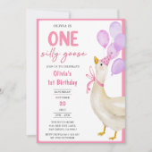 Een Gekke Goose 1e verjaardagsfeest uitnodiging (Voorkant)