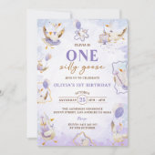 Een Gekke Goose 1e verjaardagsfeest uitnodiging (Voorkant)