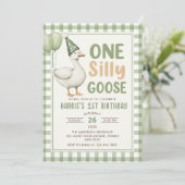 Een Gekke Goose 1e Verjaardagsuitnodiging Kaart (Staand voorkant)