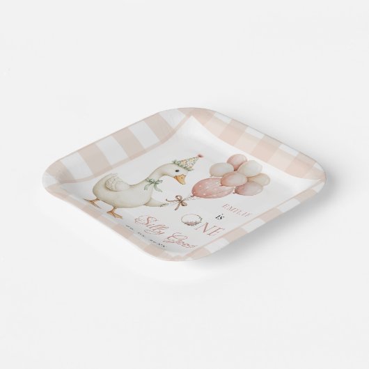 Een Gekke Goose Baby 1e Verjaardag Papieren Bordje (Gebogen)