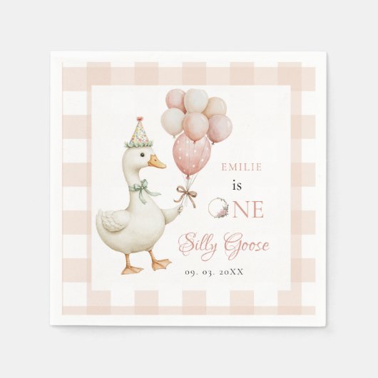 Een Gekke Goose Baby 1e Verjaardag Servet (Voorkant)