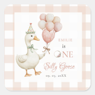 Een Gekke Goose Baby 1e Verjaardag Vierkante Sticker