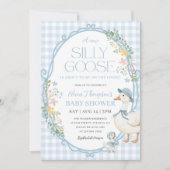 Een Gekke Goose Baby shower Blue Gingham Kaart (Voorkant)