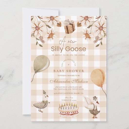 Een Gekke Goose Baby shower uitnodiging (Voorkant)