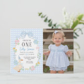 Een Gekke Goose Bloemen 1e Verjaardag Foto Kaart (Staand voorkant)