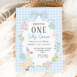 Een Gekke Goose Bloemen 1e Verjaardag Uitnodiging