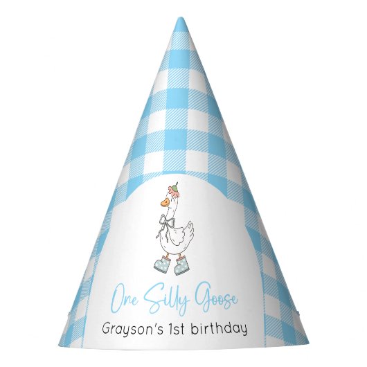 Een Gekke Goose Blue 1st Birthday Feesthoedjes (Voorkant)