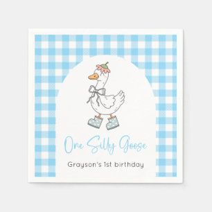 Een Gekke Goose Blue 1st Birthday Servet