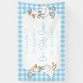 Een Gekke Goose Blue 1st Verjaardag Welkom Spandoek (Verticaal)