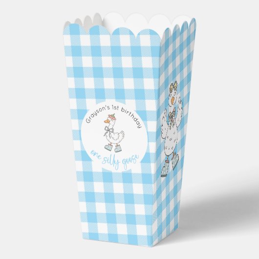Een Gekke Goose Blue Birthday Popcorn Bedankdoosjes (Voorkant)