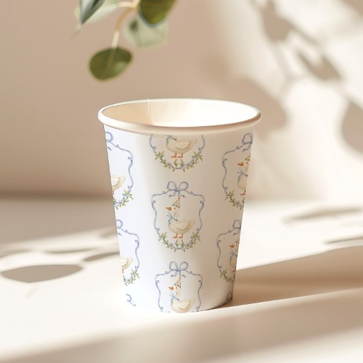 Een Gekke Goose Blue Bow Crest Papieren Bekers