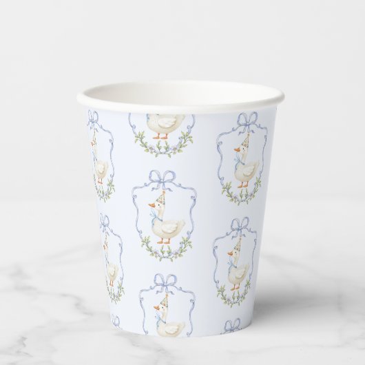 Een Gekke Goose Blue Bow Crest  Papieren Bekers (Voorkant)