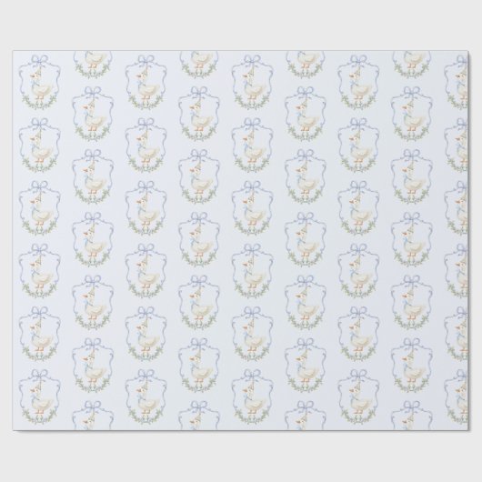 Een Gekke Goose Blue Bow Crest Verjaardag Cadeaupapier (Vlak)