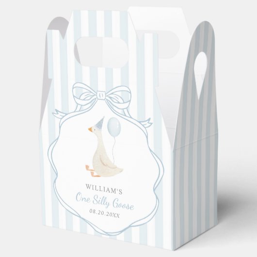 Een Gekke Goose Blue Bow eerste verjaardag Bedankdoosjes (Geopend)