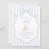 Een Gekke Goose Blue Bow eerste verjaardag Bedankkaart (Voorkant)