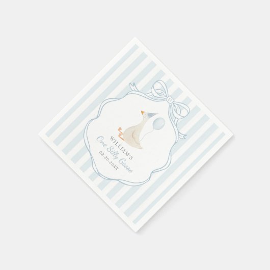 Een Gekke Goose Blue Bow eerste verjaardag Servet (Hoek)