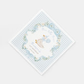 Een Gekke Goose Blue Bow Gingham 1st Birthday Servet (Hoek)