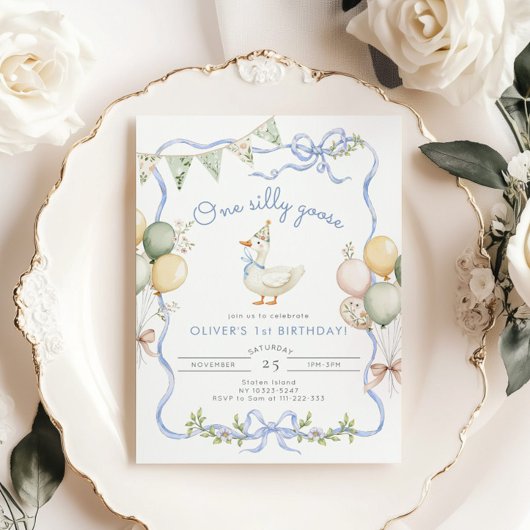 Een Gekke Goose Blue Boy 1st Birthday Kaart