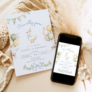 Een Gekke Goose Blue Boy 1st Birthday Kaart