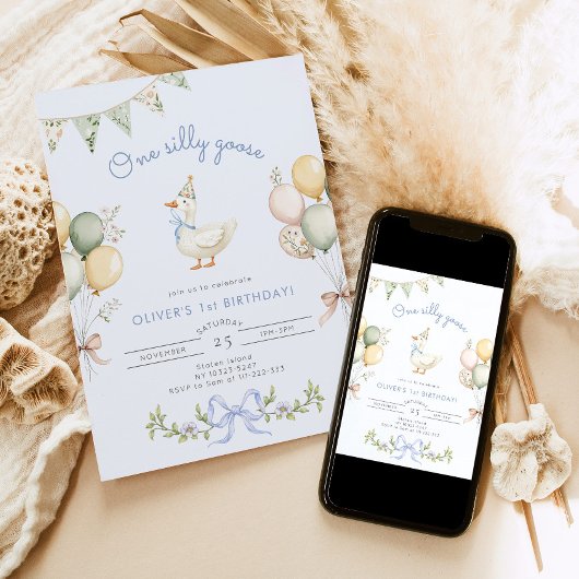 Een Gekke Goose Blue Boy 1st Birthday Kaart