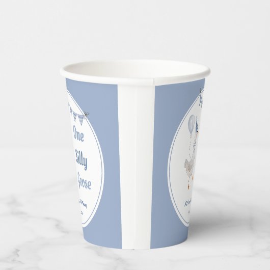 Een Gekke Goose Blue Boy 1st Birthday Papieren Bekers (Rechts)