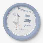 Een Gekke Goose Blue Boy 1st Birthday Papieren Bordje (Voorkant)
