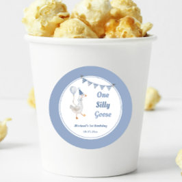 Een Gekke Goose Blue Boy 1st Birthday Ronde Sticker